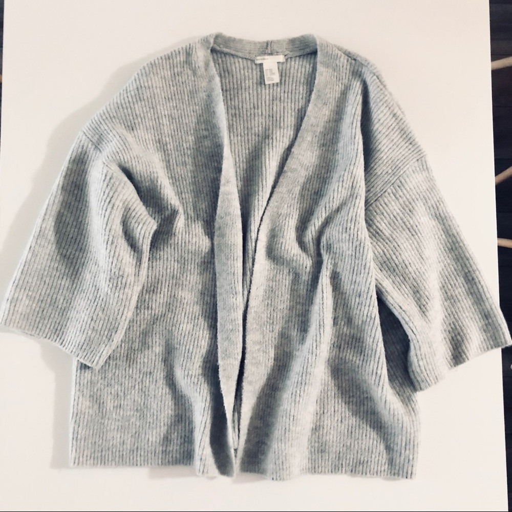 H&M Oversized Textured Rib-Knit Grey Cardigan - Picture 3 of 6